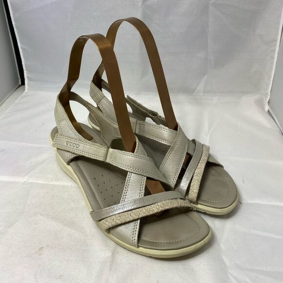 ECCO Women Sandals Comfort Leather wedge shoes sz EUR 39/8-8.5 - Picture 1 of 8